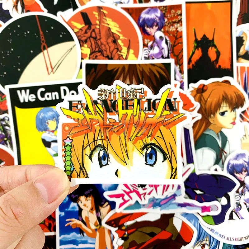 Juego de pegatinas de dibujos animados de Anime para ni&ntilde;os, pegatinas de ne&oacute;n de GENESIS EVANGELION para ordenador port&aacute;til, equipaje, motocicleta, monopat&iacute;n, guitarra, &aacute;lbum de recortes, 10/30/50 unids/set-4
