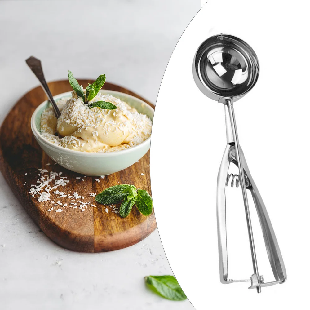 

New Ice Cream Scoop with Trigger Cookie Scoop Stainless Steel for Gelato Cookie Dough DIY Baking Ice Cream Tool