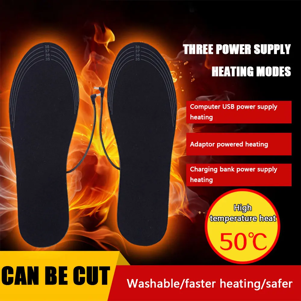 

Стельки для обуви с подогревом от USB, электрическая грелка для ног, грелка для ног, коврик, зимние уличные спортивные греющие стельки, зимние ...