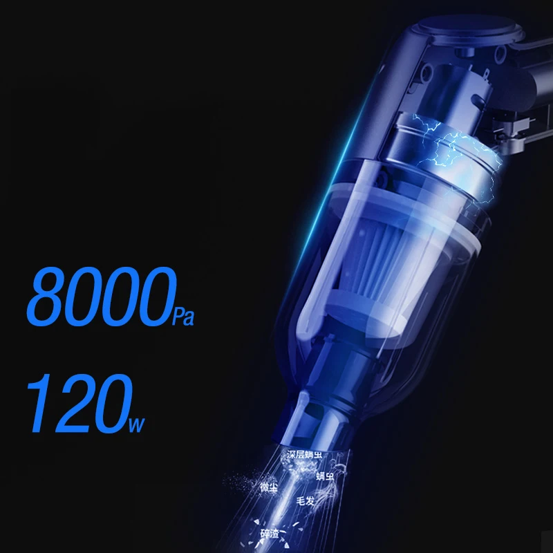 Пылесос бытовой портативный аккумуляторный 8000 па с высокой мощностью всасывания