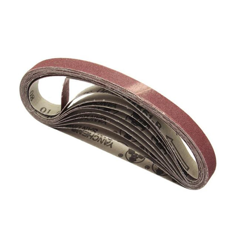 

10Pcs 15x452mm Sanding Belt 60/100/120/240/400/600 Grit for M10 Sander Adapter Polishing Machine Abrasive Tools