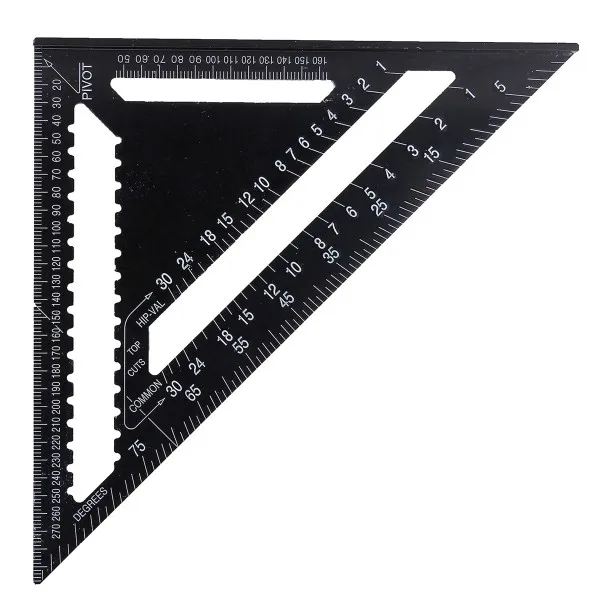 

7"/12" Ruler Metric/Imperial System Aluminum Alloy Speed Square Roofing Triangle Angle Protractor Triangle Angle Protractor