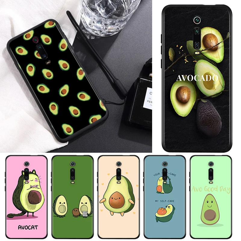 

Silicone Black Cover Cute Cartoon Avocado Food For Xiaomi Redmi K40 K30i K30T K30S K20 10X GO S2 Y2 Pro Ultra Phone Case