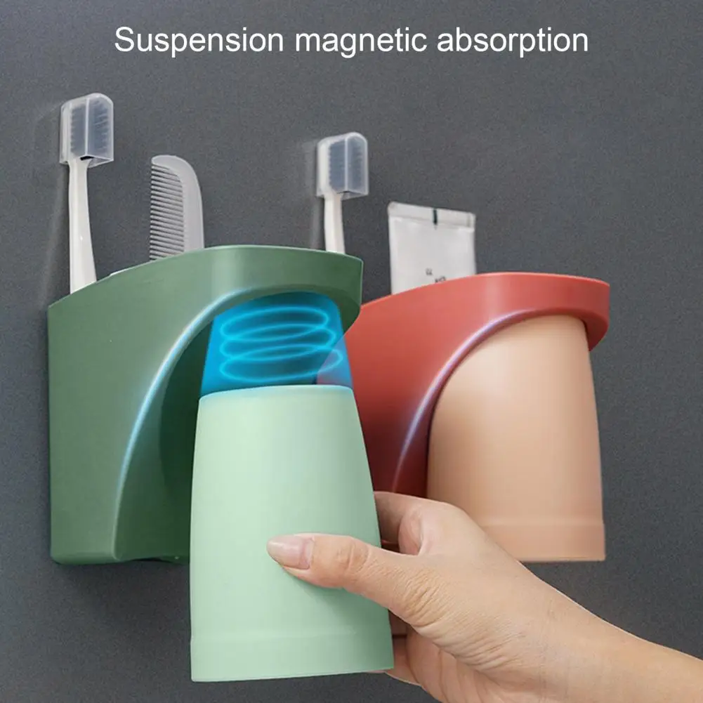 

Scentless 1 Set Premium Magnetic Mouthwash Cup Storage Rack Eco-friendly Toothbrush Box Anti-Slid Bathroom Accessories