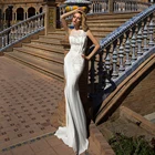 Свадебное платье с юбкой годе, сексуальное кружевное Многоярусное платье с круглым вырезом, открытыми плечами, на молнии, 2021