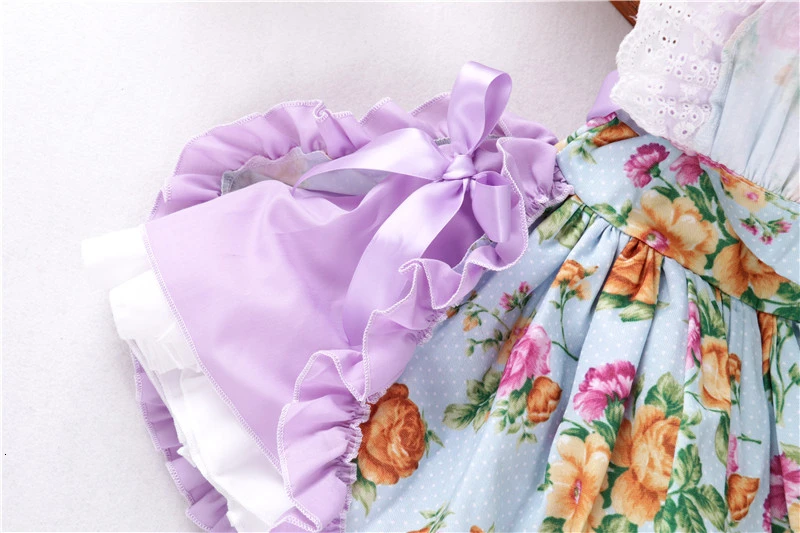 Испанское платье для маленьких девочек винтажная одежда с цветочным принтом и