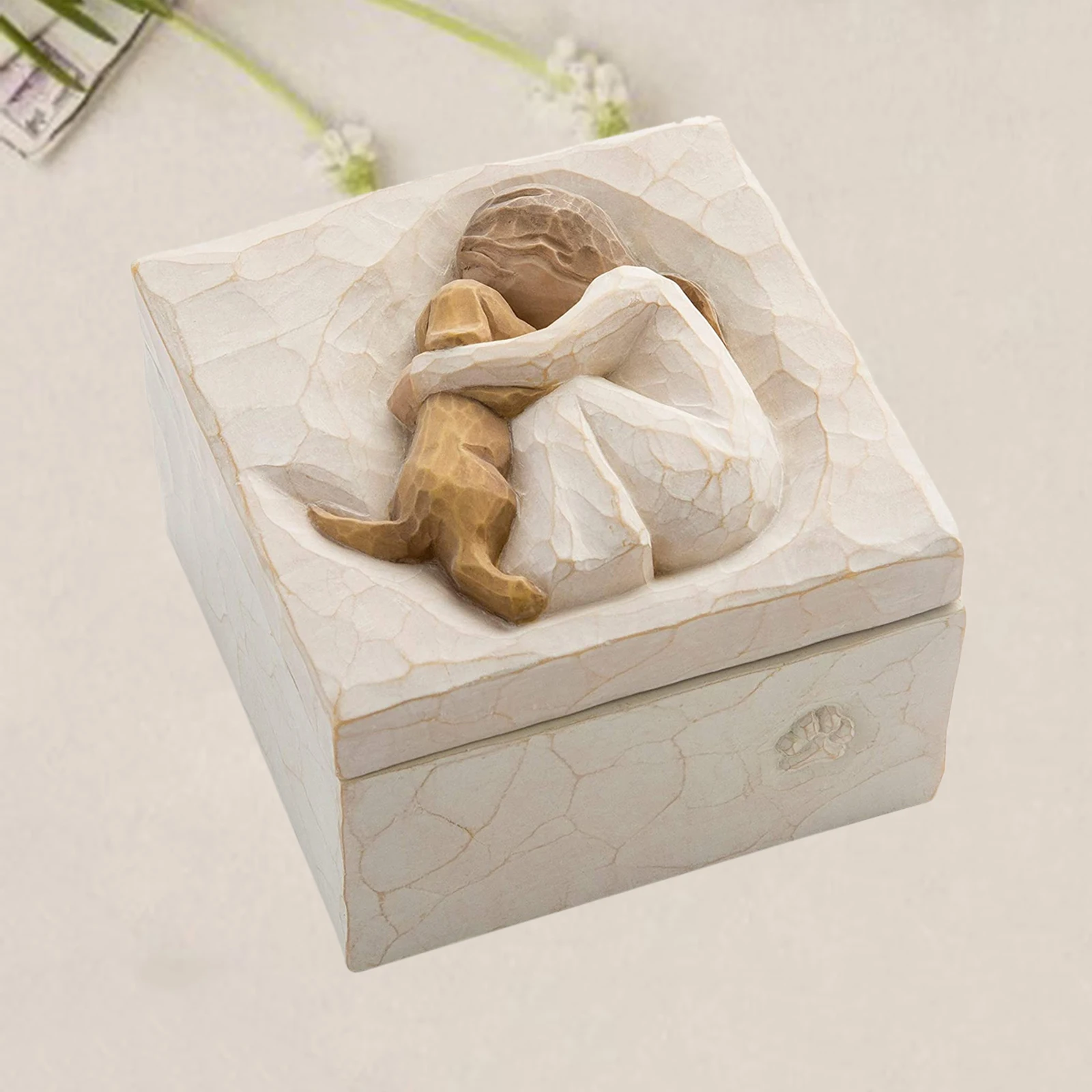 

Resin Sculpted Carved Hand-Painted Keepsake Box for Jewelry with Box lid