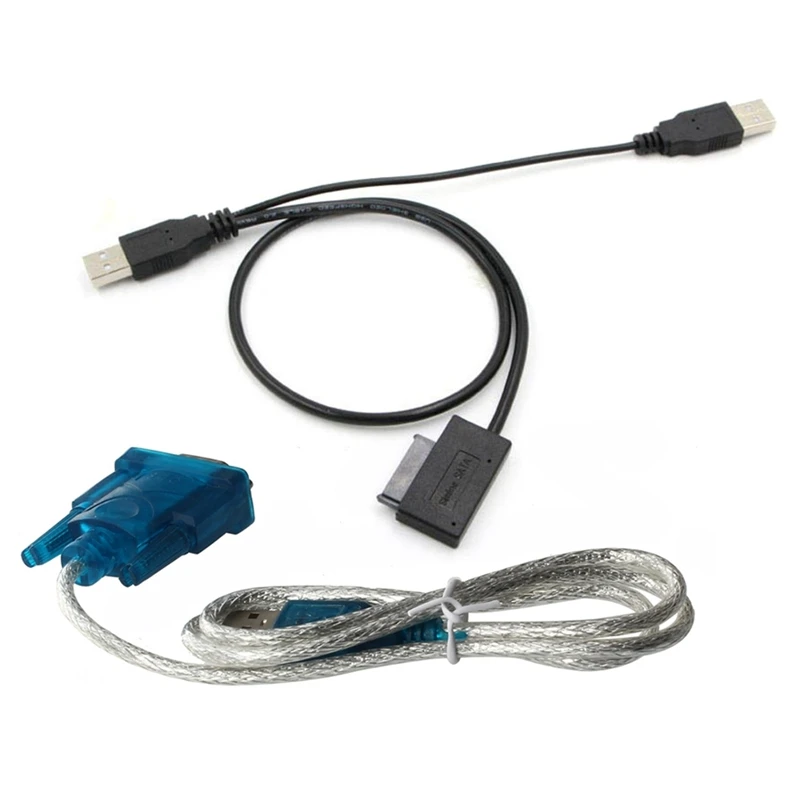 2 Pcs Accessories: 1 USB to 9-Pin Serial Port Adapter &amp SATA Cable 2.0 7+6 External Power for Laptop | Электроника