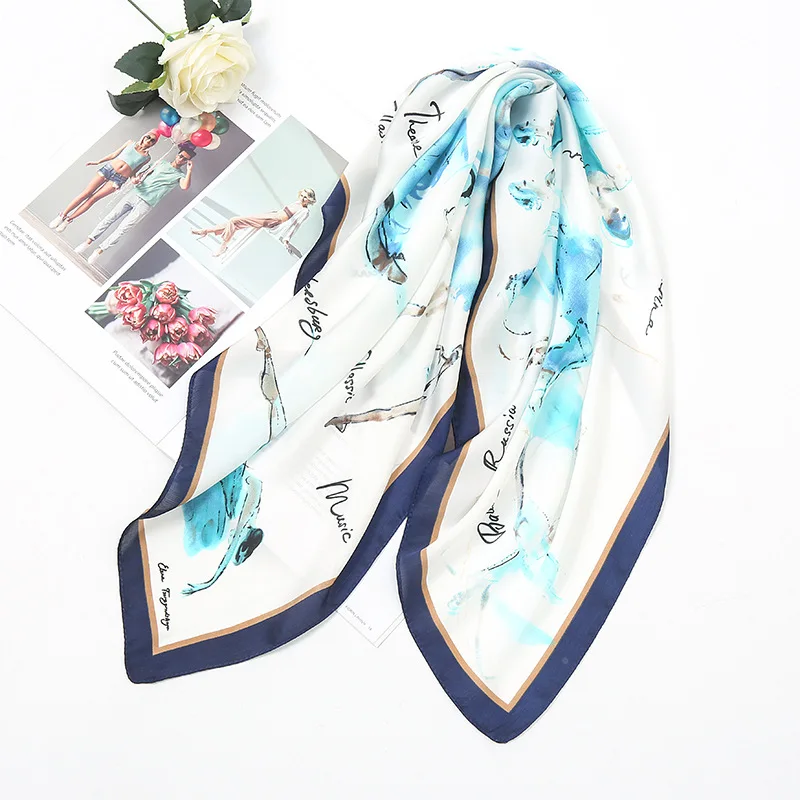 

Luxury Brand 70*70cm Square Scarve Women Printing Silk Shawl Scarf Office Lady Hair Neck Headband Headcloth Female Foulard Pareo