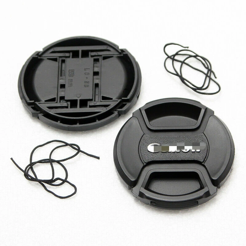 

Leans Front full protect Lens Cap 52mm 62mm 77mm For Canon DSLR Lens Center-Pinch Snap-On With Cord NEW