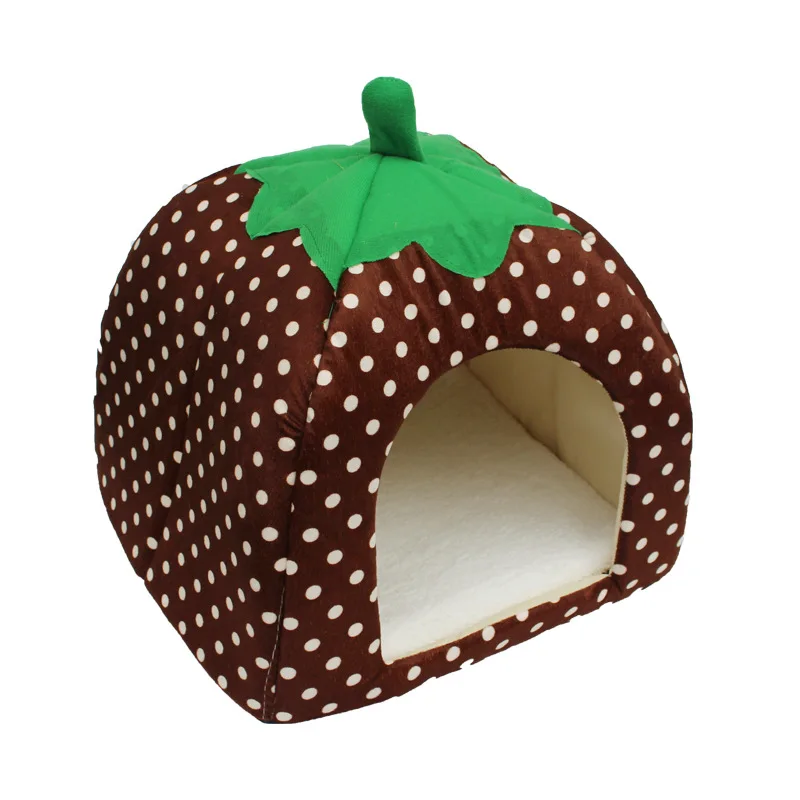 Мягкая яркая палатка в виде клубники модная тёплая кровать для щенка домик