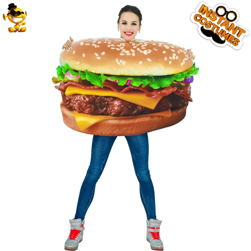 Женский смешной костюм гамбургера для ролевых игр Мультяшные наряды женщин