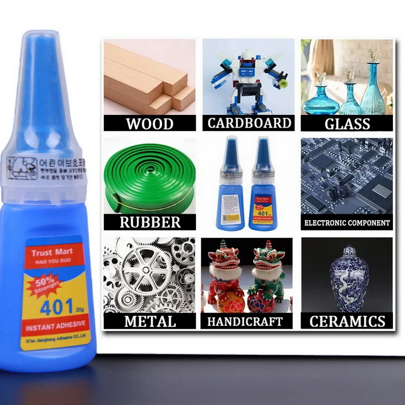 401 Быстрый фиксация мгновенный быстрый клей 20 г бутылка супер многоцелевой