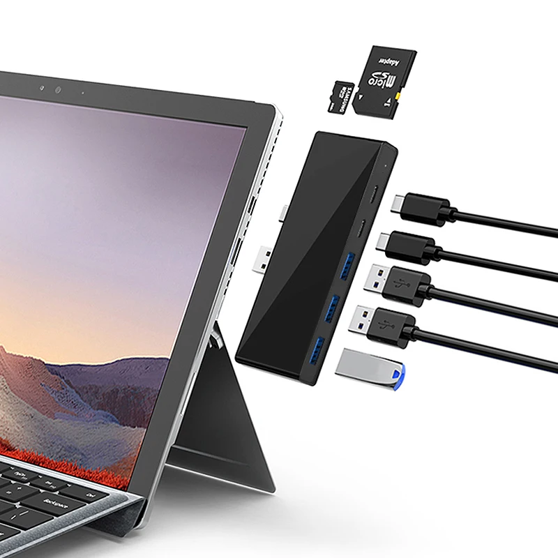 USB C концентратор для Surface Pro 7 док станция кард ридер с разрешением 4K HDMI RJ45 Gigabit Ethernet