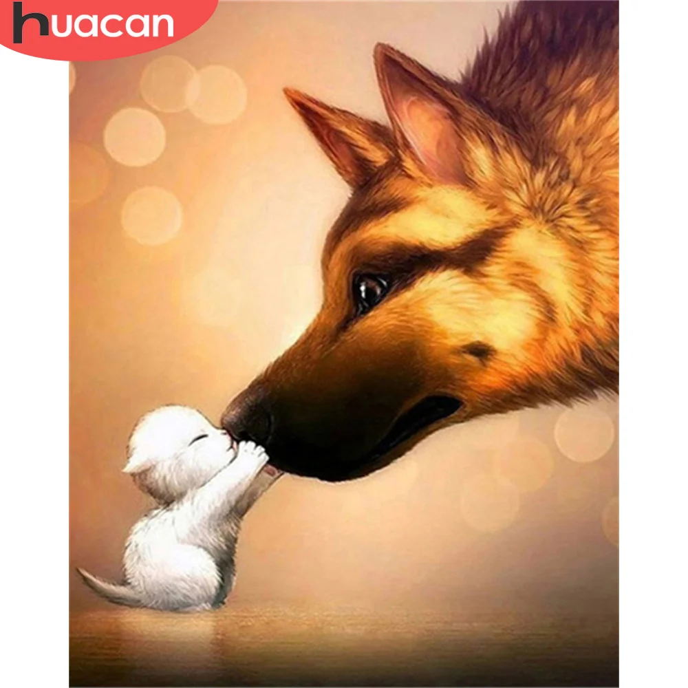 

HUACAN DIY Frame Oil Painting By Numbers Wolf Animal Acrylic On Canvas Picture By Numbers Cat Children's Room Decor 50x65cm