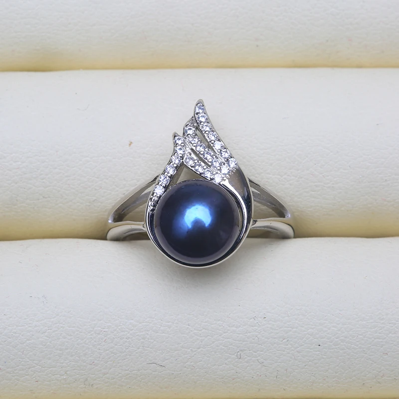 Женское свадебное кольцо с натуральным пресноводным жемчугом регулируемое из