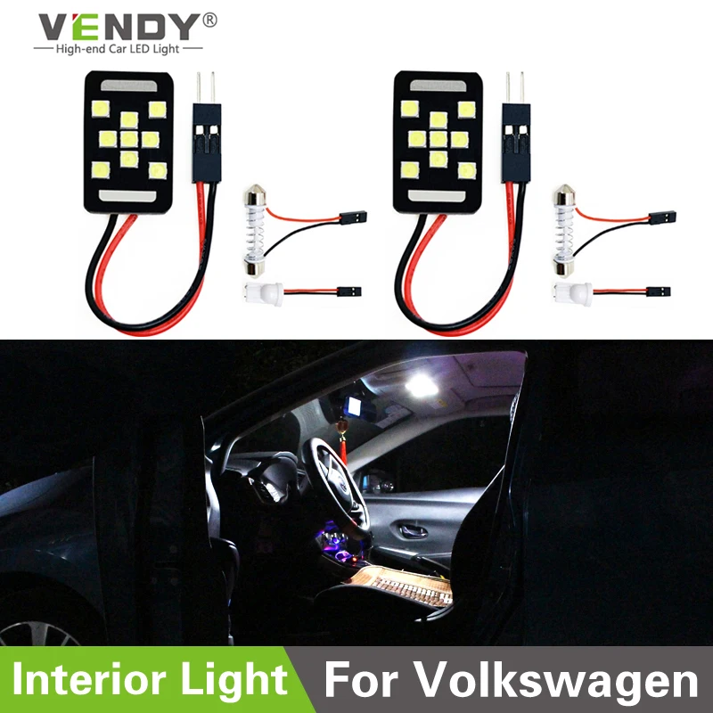 

2pcs LED Panel Lights Interior Map Dome Trunk Lamp For Volkswagen passat b6 b5 b7 mk3 touran golf 4 5 6 polo tiguan scirocco