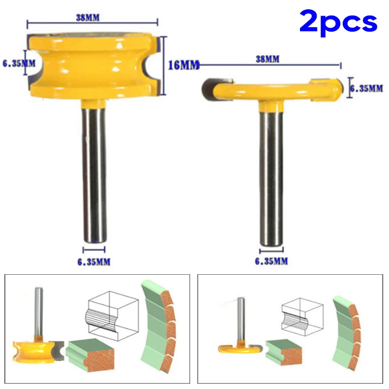 

2Pcs 1/4 Shank Canoe Flute &Bead Router Bit Woodworking Cutter Power Tool New
