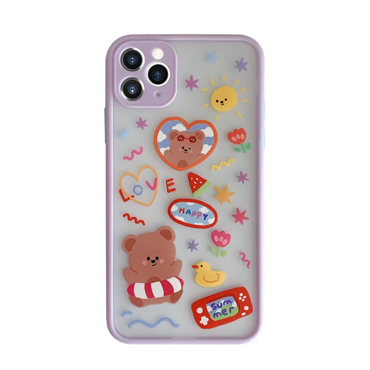 Summer cartoon Swimming ring bear clear Phone Case for iPhone 11 Pro Max case Cute cover XS MAX XR X 7 8 Plus SE Case|Бамперы| |