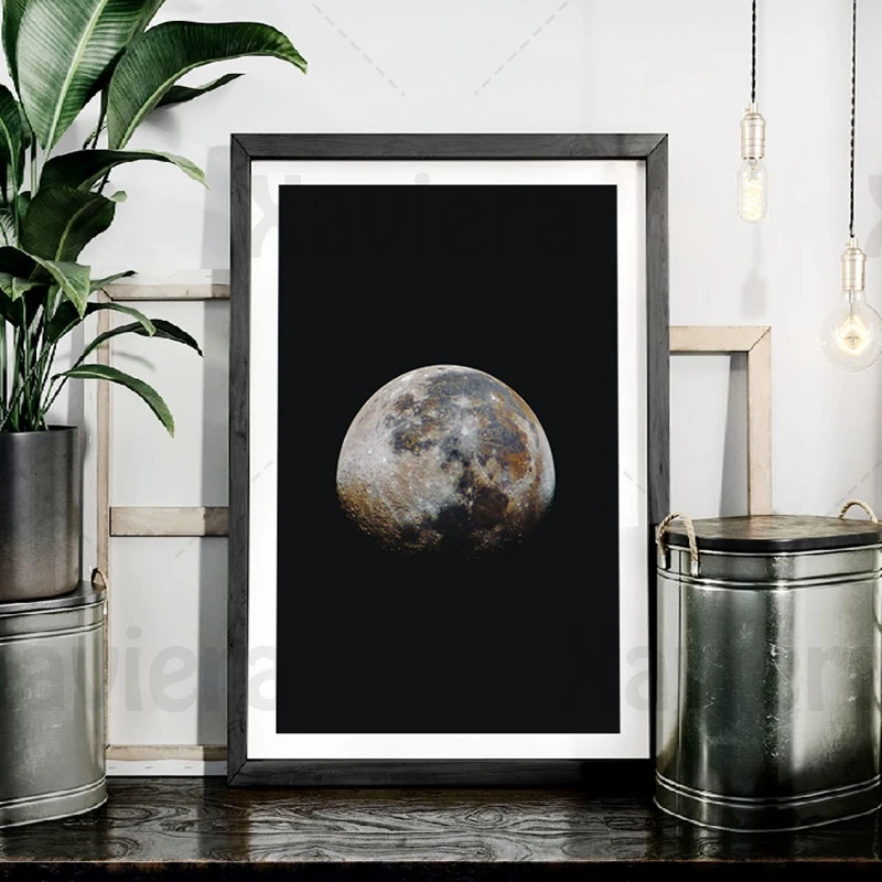 

Space Pictures Wall Art Moon HD Poster And Print Full Moon Half Moon Art Canvas Painting Night Sky Galaxy Home Decor Painting