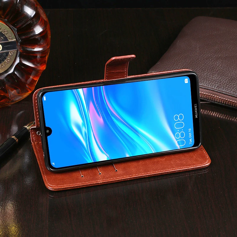 iTien High quality Leather Protective Rubber Cover Phone Case For Huawei Y6 Pro Y7 2019 TPU Silicone Shell Wallet Etui Skin | Мобильные