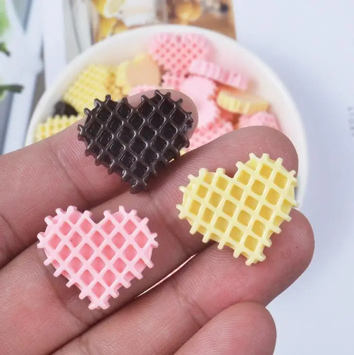 10 шт./партия моделирование Еда Сердце печенье с плоской задней частью резиновый