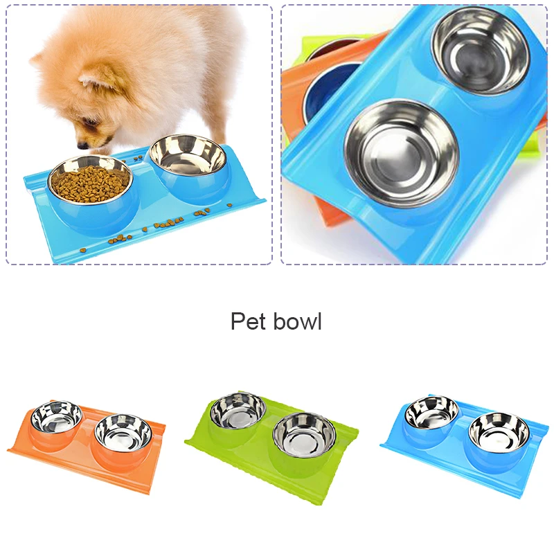 Анти утечка два в одном из нержавеющей стали миска для домашних животных двойная