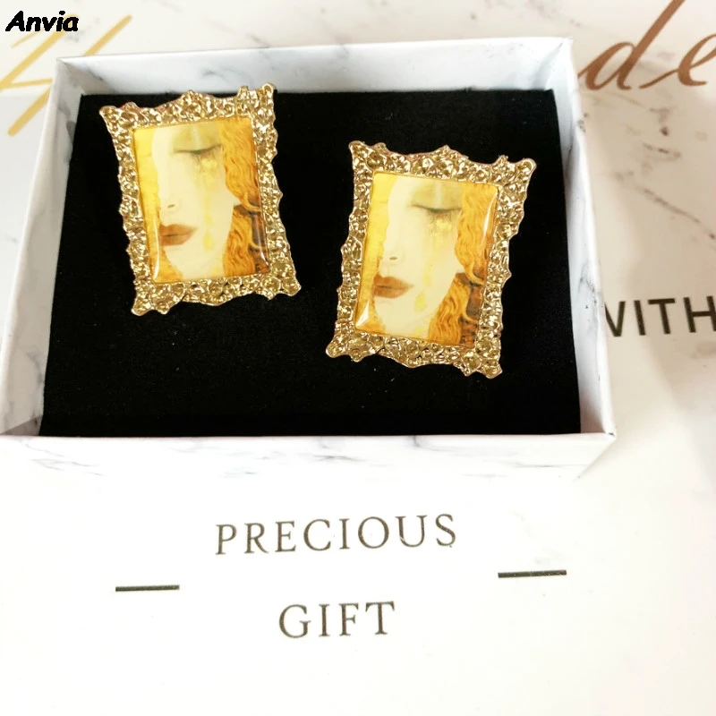 Женские серьги гвоздики с изображением дукера Моны Лизы Винсента Ван Гога