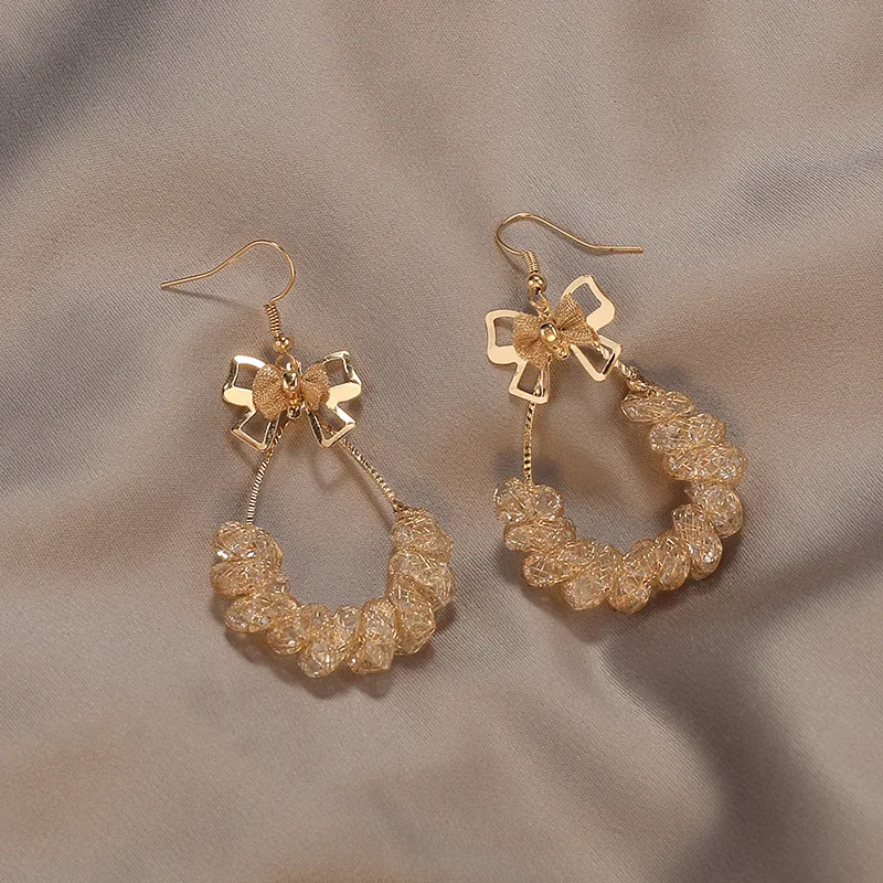 

Luxury Gold Color Drop Earrings For Women ZA Trendy New Crystal Geometric Heart Bohemian Large Dangle Earring Jewelry