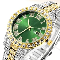 full iced out watch for men blue red green dail hip hop mens watch fashion luxury diamond mens watches clocks groomsmen gifts