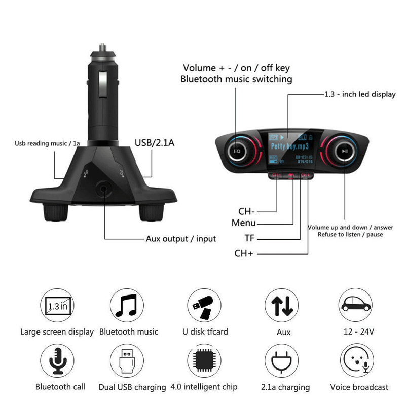 Bluetooth автомобильный fm-передатчик MP3-плеер Hands free радио комплект USB