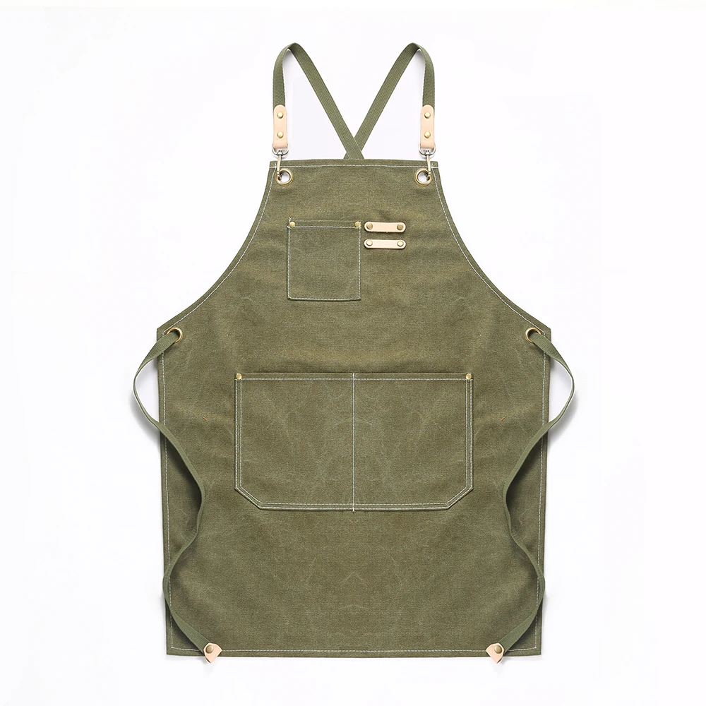 Кожаный кухонный фартук для барбекю брезентовый шеф повара бариста с карманами