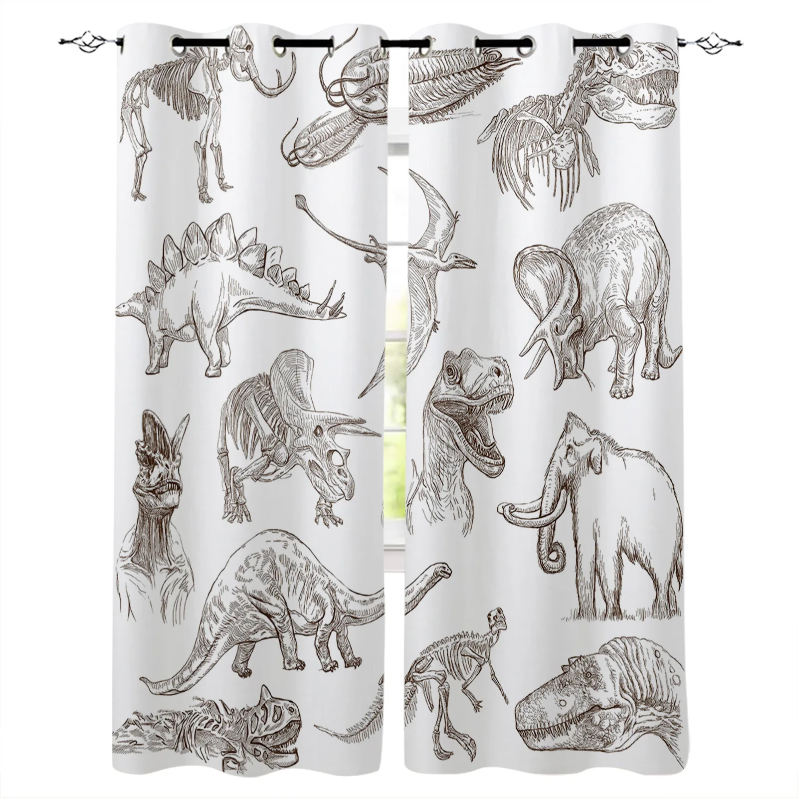 

Dinosaur Cartoon Black And White Curtain for Kids Room Bedroom Curtain Cartoon Window Curtain for Boys Colorful cortinas