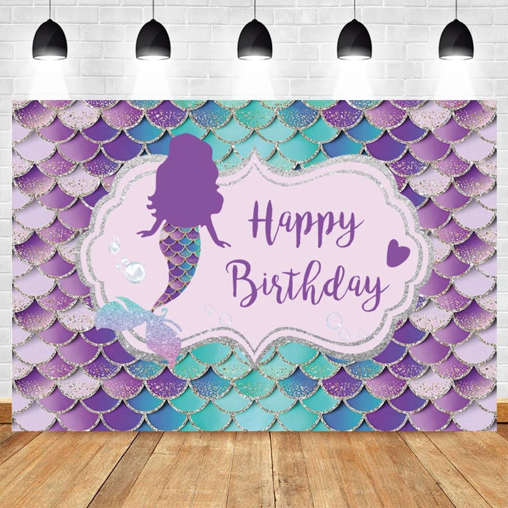 Виниловый фон для фотосъемки с изображением русалки малышки принцессы дня