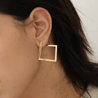 chic geometric earrings for women party jewelry rock punk gold tone metal irregular ear clip accessorygift for her