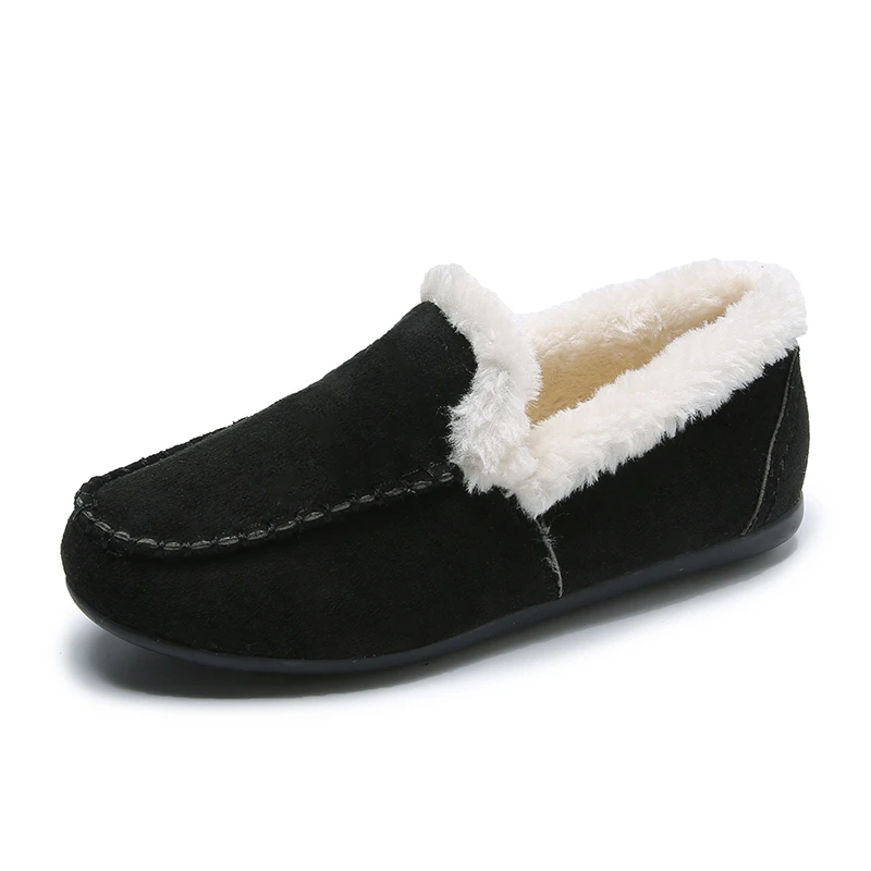 

2021 New Women Winter Flats Shoes Ladies Casual Warm Plush Female Fashion Non Slip Flock Loafers New Female Footwear Hot