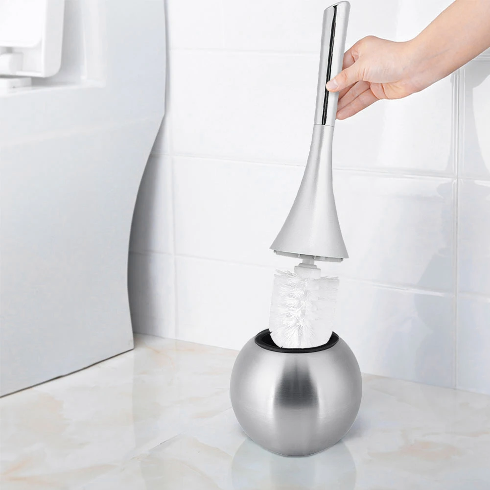

Creative Bathroom Toilet Scrub Cleaning Brush Holder Set With Stainless Steel Base ABS Plastic Handle Toilet Brush