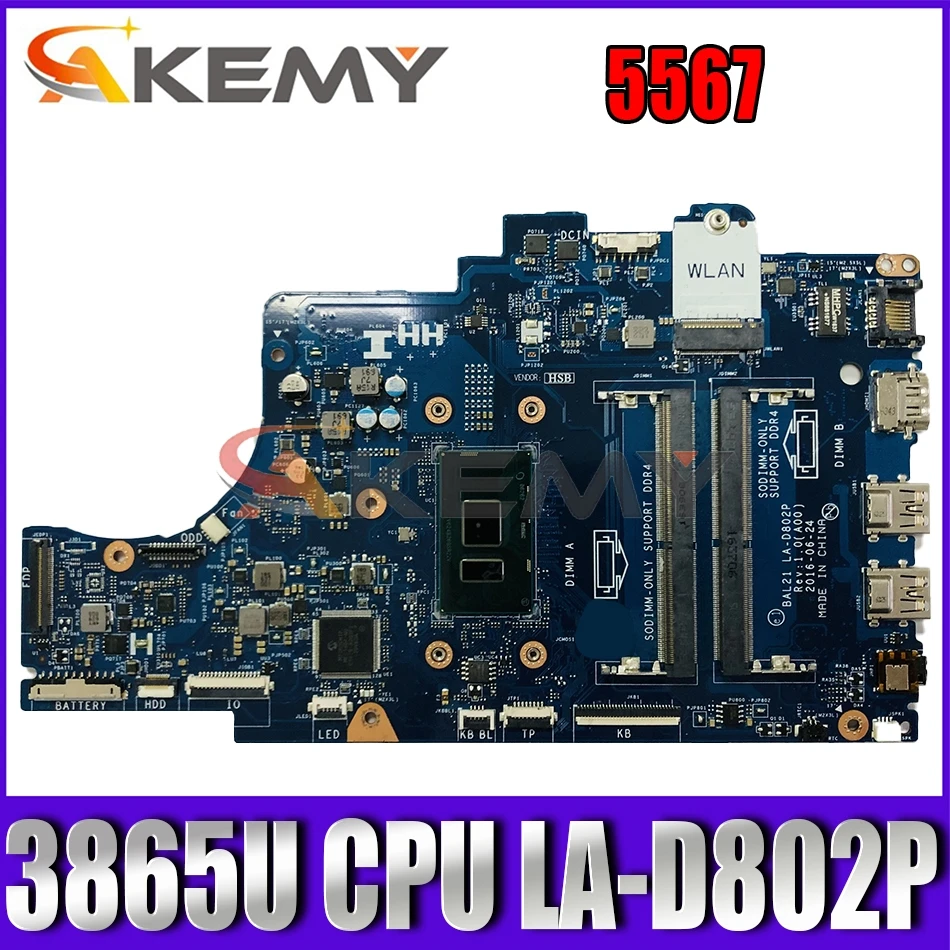 Akemy абсолютно новый BAL21 LA-D802P для Dell Inspiron 5567 Материнская плата ноутбука 3865U