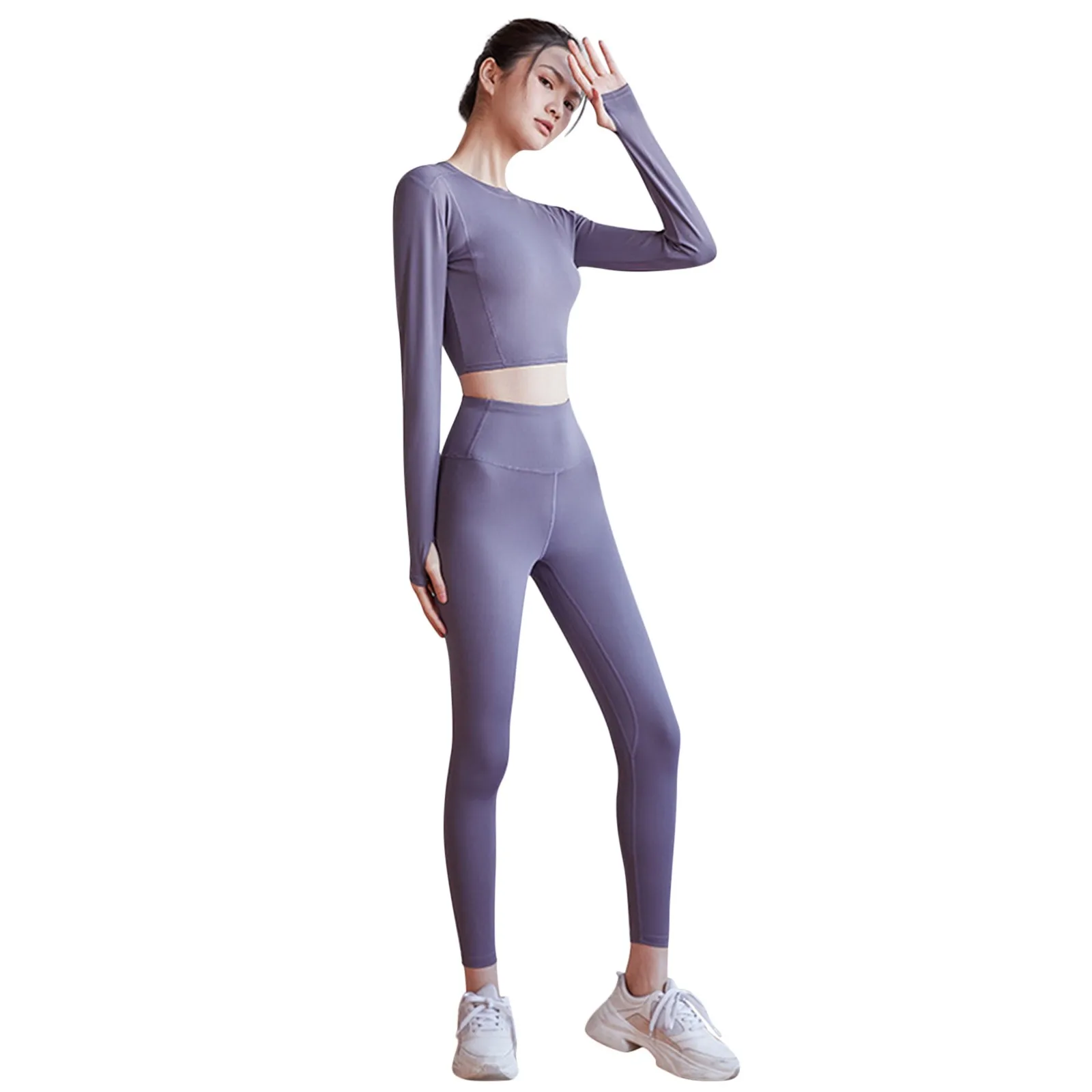 

Ladies Fashion Seamless Yoga Pants Slim-Fit Stretch High-Waist Legging Pants Hip-Lift Yoga Sports Solid Color Suit Fitness