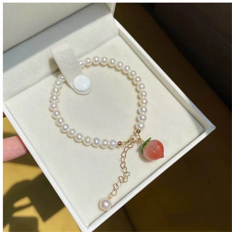

New Natural Freshwater Pearl Peach Bracelet South Red Agate Bracelet High-end niche design jewelry wholesale
