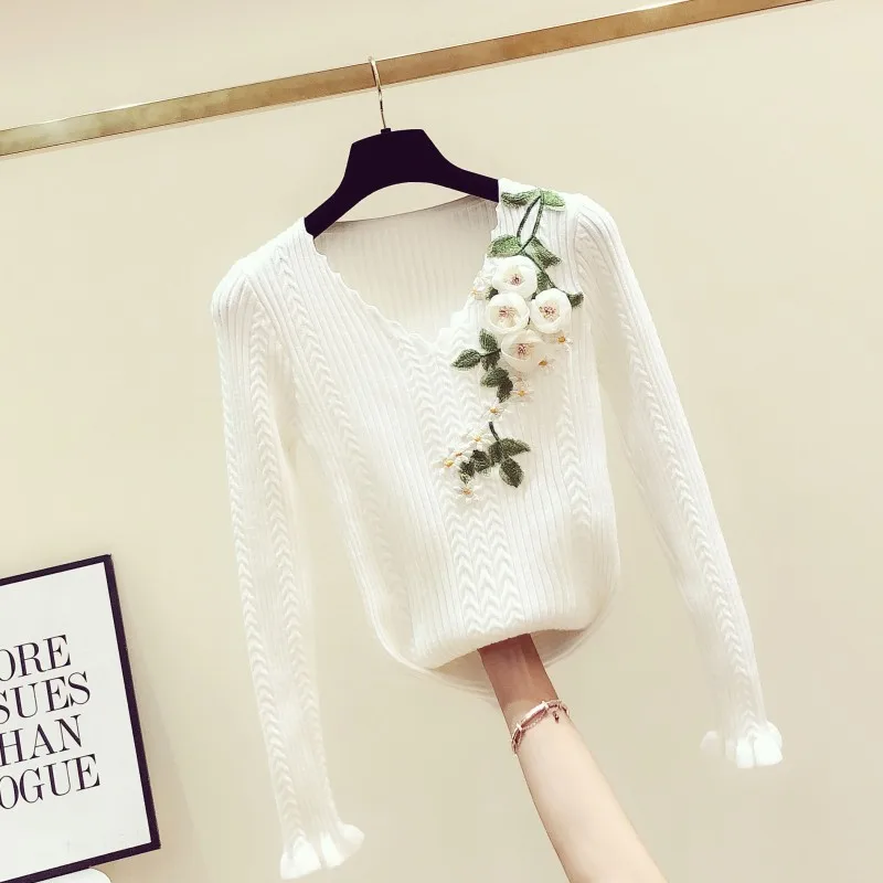 Новинка Платье с цветочным узором для свитер женская осенняя и зимняя ручной