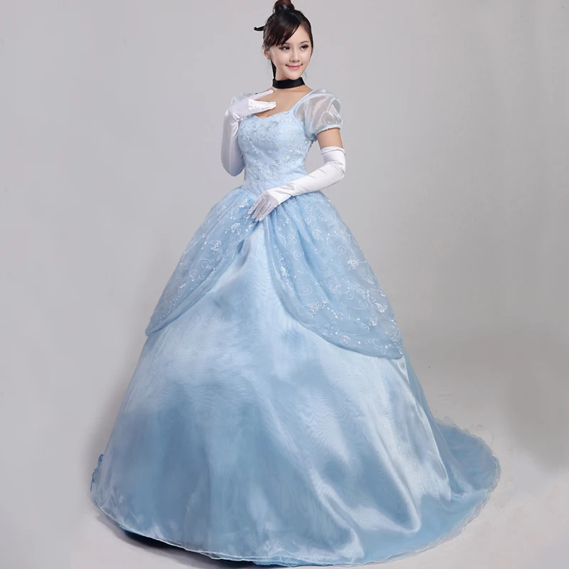 Top Quality Halloween Cinderella Dress Cosplay Princess Costume Adult Women Wedding Evening Christmas Party Ball Gown