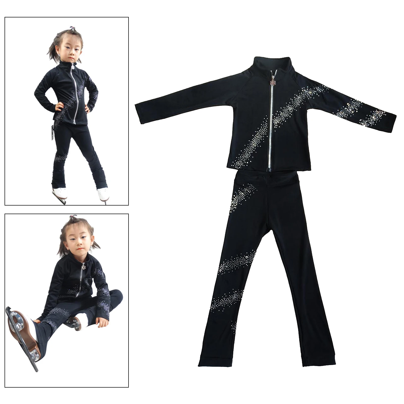 

Stretchy Skating Outfit Warm Lining Jacket Coat Pants Set for Women Girls Junior Skater Skate Training Clothes Sportswear