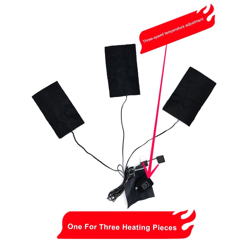 USB Charged Clothes Heating Pad Three-level Thermostat 5V Electric Sheet 3 5 Pads Warmer For Vest Jacket | Спорт и развлечения