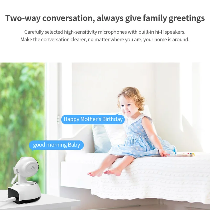 Wireless Mini IP Camera PTZ Move Detection IR Night Vision Home Security Surveillance Double-side Voice Wifi | Безопасность и