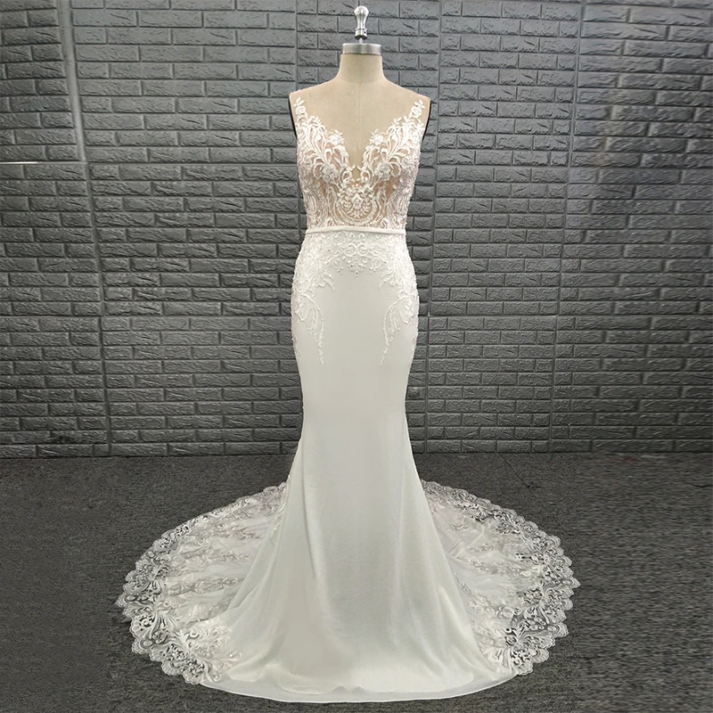 2020 прозрачное свадебное платье с v образным вырезом и открытой спиной