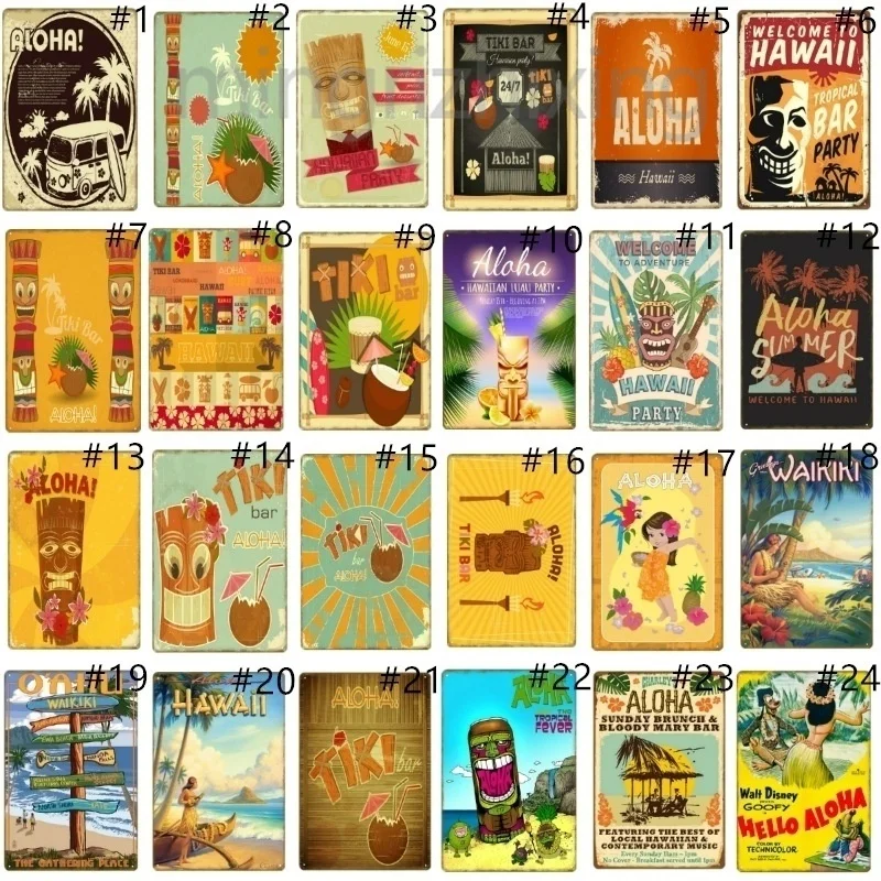 Добро пожаловать в Гавайскую вечеринку украшения Алоха тики постер на стену