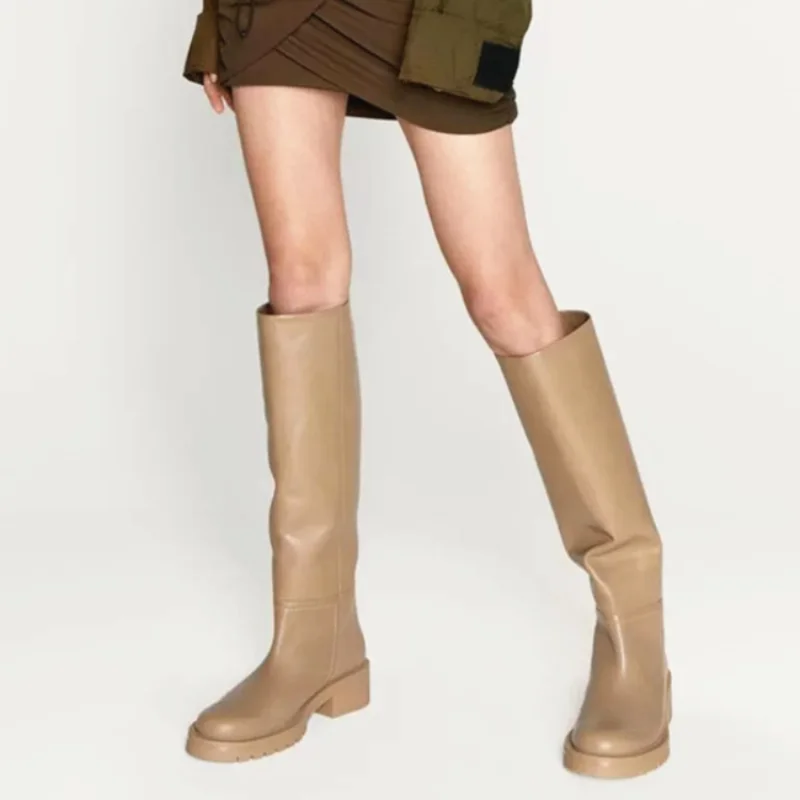 

2021 Winter Long Boots ZA Fashion Women Knee High Boots Luxury Chelsea Chunky Platform Shoes Designer Motorcycle Boots Gladiator
