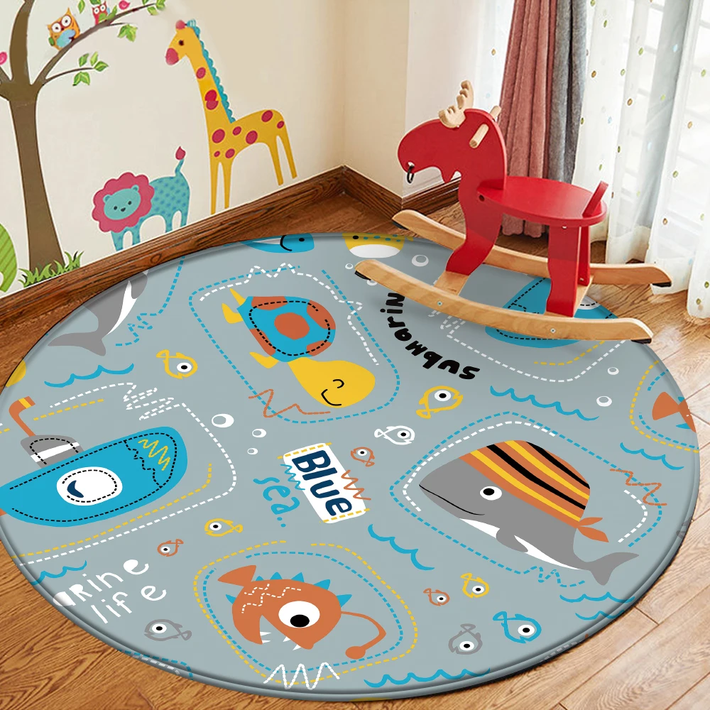 Alfombra Infantil мультяшный круглый ковер напольный коврик фланелевый детский