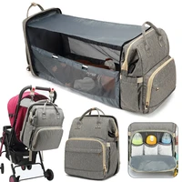 high quality multifunctional portable foldable diaper bag mother travel big backpack crib diaper changing mat for outdoor use